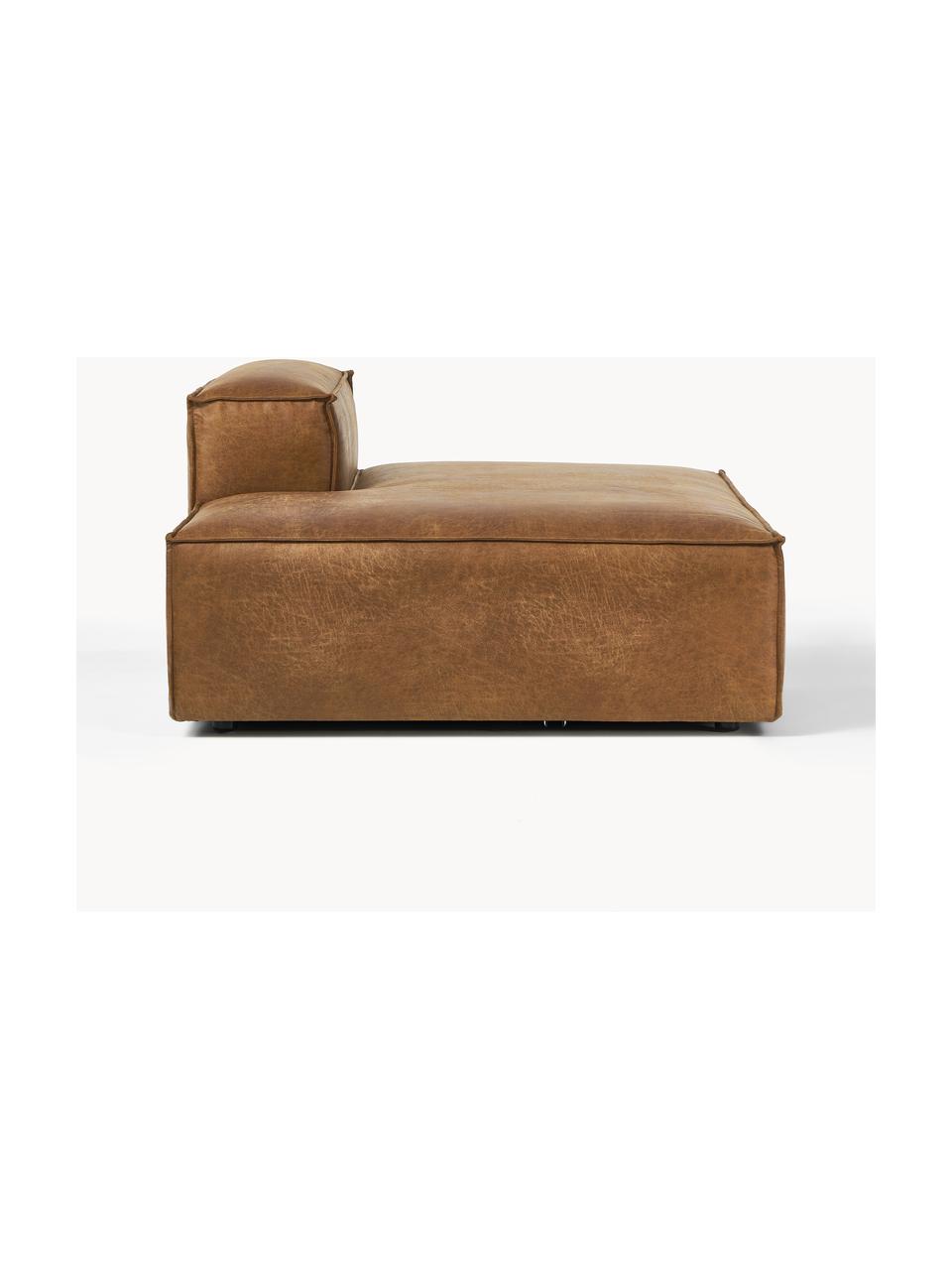 Ottomane-Modul Lennon aus recyceltem Leder, Bezug: Recyceltes Leder (70 % Le, Gestell: Massives Holz, Sperrholz, Füße: Kunststoff, Leder Braun, B 150 x T 123 cm, Rückenlehne rechts