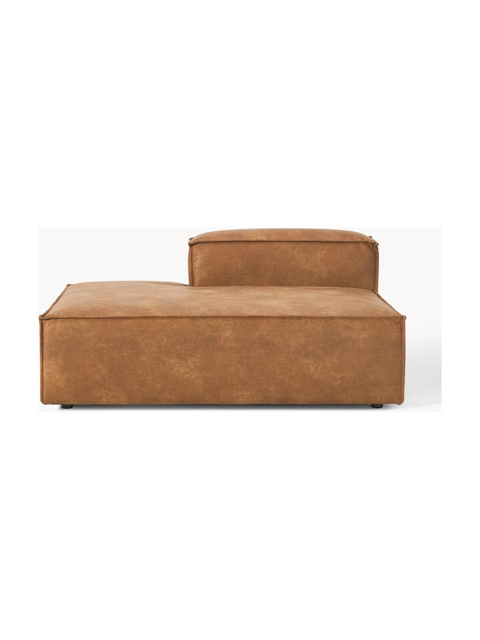 Chaise longue module Lennon van gerecycled leer, Bekleding: gerecycled leer (70% leer, Frame: massief hout, multiplex, Poten: kunststof Dit product is , Leer bruin, B 150 x D 119 cm, rugleuning rechts