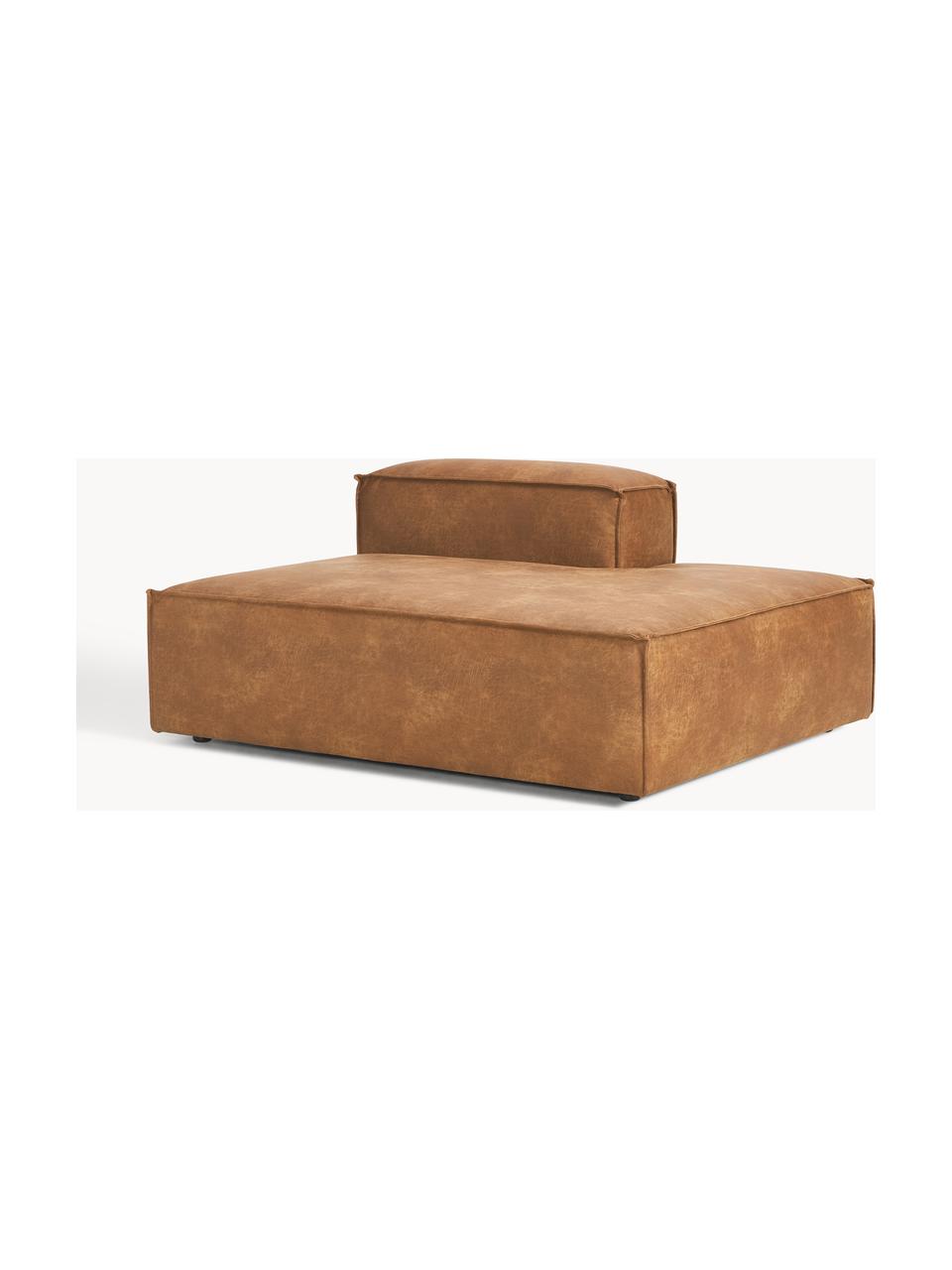 Chaise longue module Lennon van gerecycled leer, Bekleding: gerecycled leer (70% leer, Frame: massief hout, multiplex, Poten: kunststof Dit product is , Leer bruin, B 150 x D 119 cm, rugleuning rechts