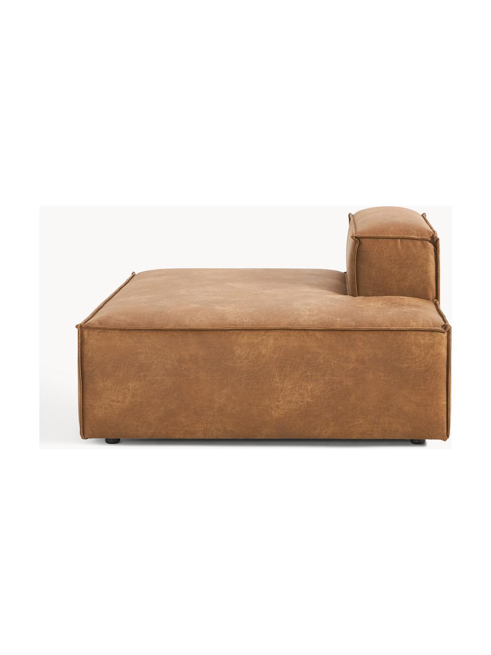 Diván modular de cuero reciclado Lennon, Tapizado: cuero reciclado (70% cuer, Estructura: madera maciza, madera con, Patas: plástico Este producto es, Cuero marrón, An 150 x F 119 cm, respaldo derecho