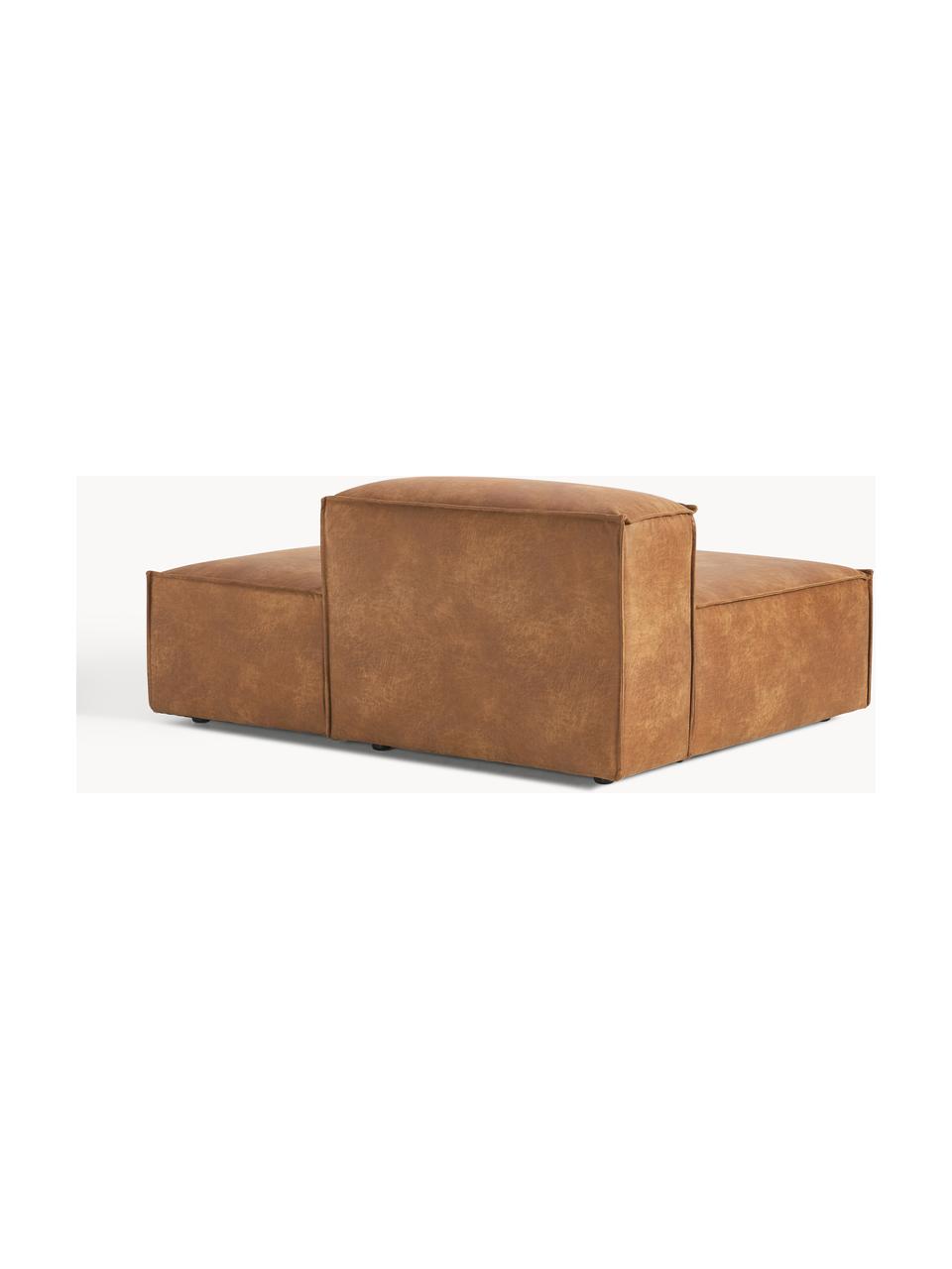 Diván modular de cuero reciclado Lennon, Tapizado: cuero reciclado (70% cuer, Estructura: madera maciza, madera con, Patas: plástico Este producto es, Cuero marrón, An 150 x F 119 cm, respaldo derecho