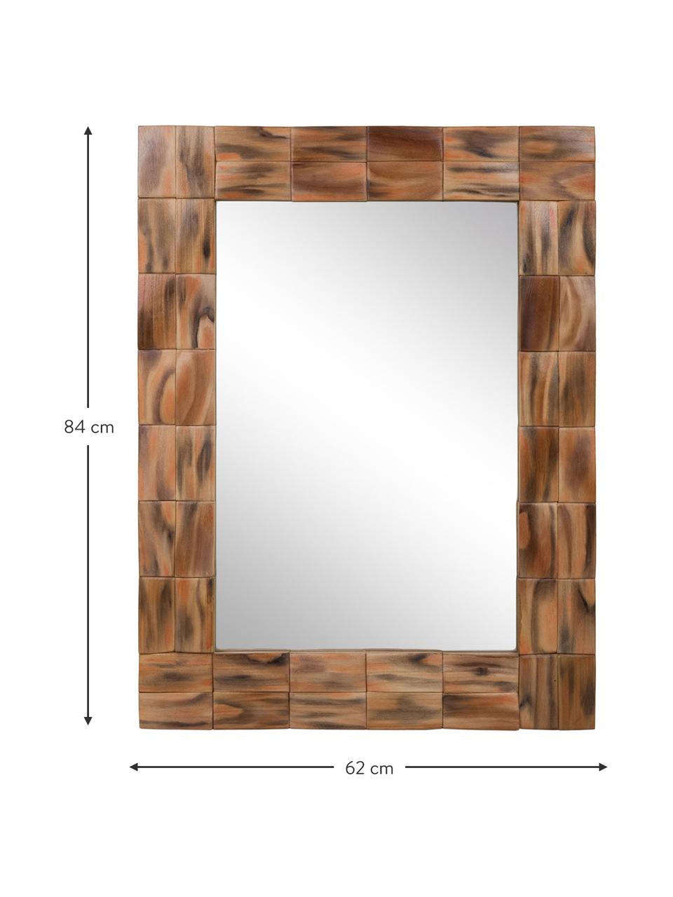 Espejo de pared de madera Mateo, Espejo: cristal, Beige, marrón, An 62 x Al 84 cm