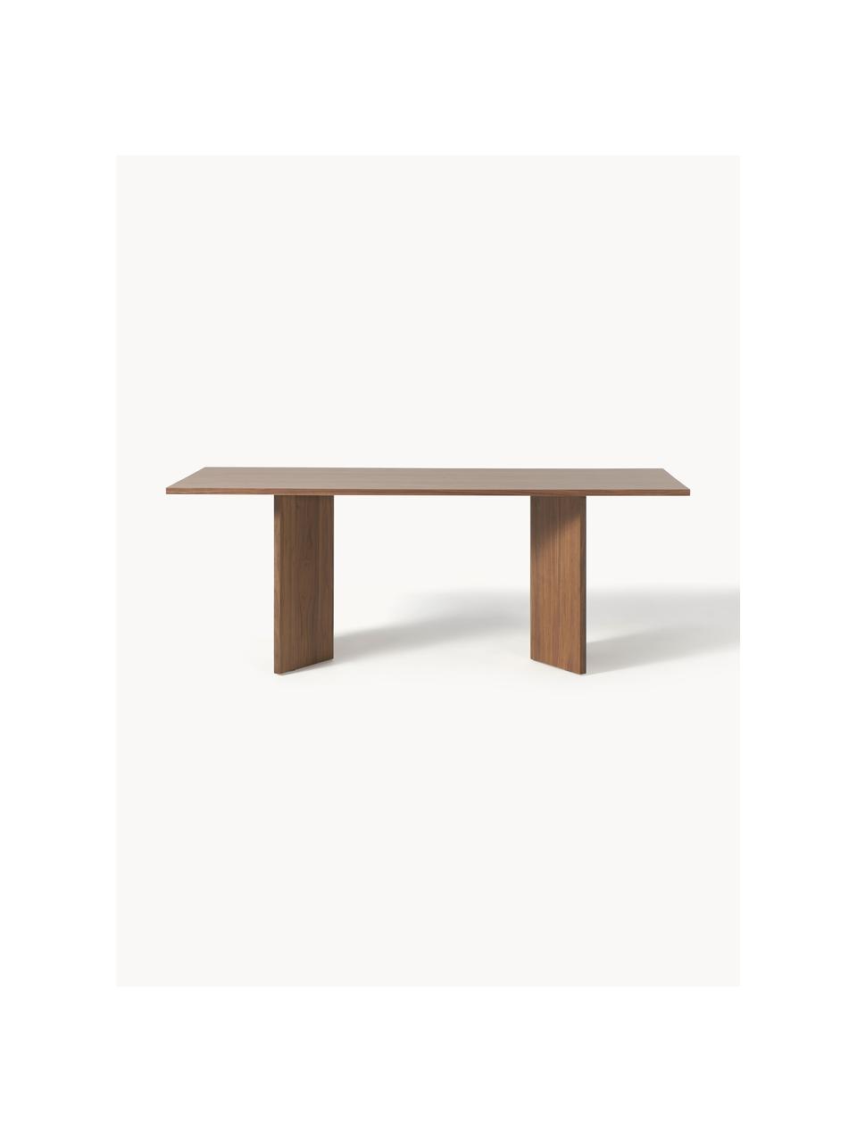 Table en bois Toni, 200 x 90 cm, MDF avec placage en noyer, laqué, certifié FSC, Bois de noyer, laqué, Ø 200 x haut. 90 cm