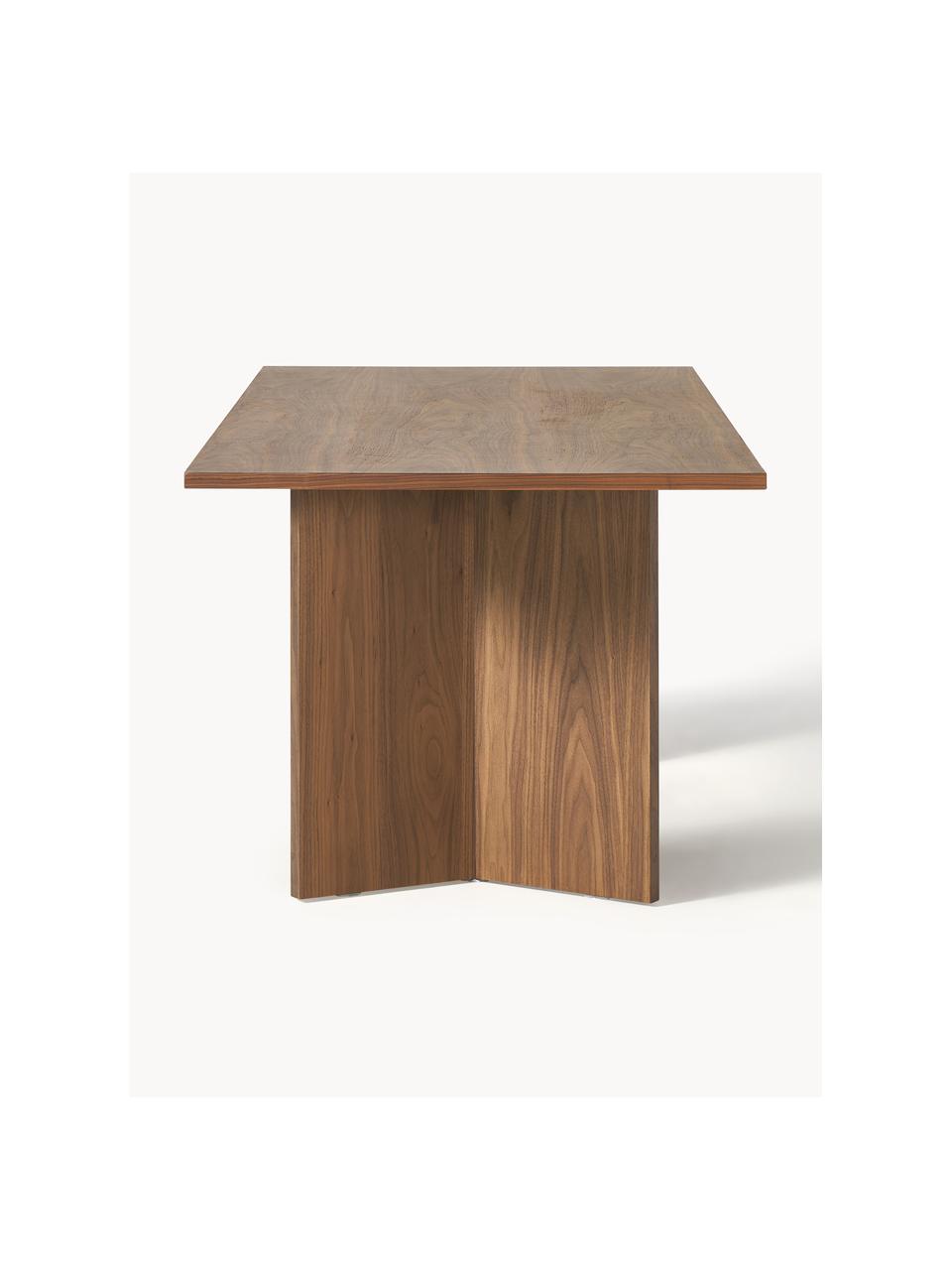 Table en bois Toni, 200 x 90 cm, MDF avec placage en noyer, laqué, certifié FSC, Bois de noyer, laqué, Ø 200 x haut. 90 cm