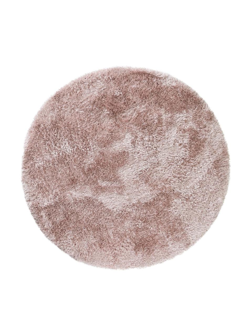 Tapis rond shaggy rose poils longs Lea, Rose