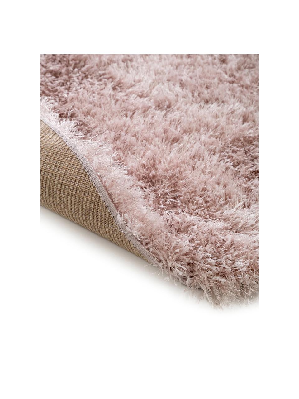 Okrągły dywan z wysokim stosem i połyskiem Lea, 50% poliester, 50% polipropylen, Blady różowy, Ø 200 cm (Rozmiar L)