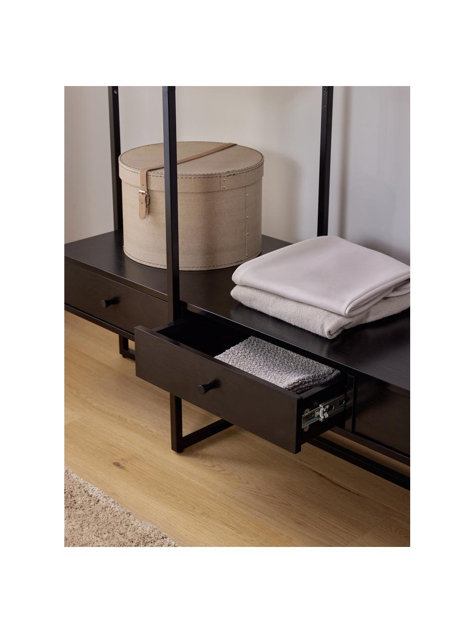Otwarta szafa Pacey, Stelaż: metal malowany proszkowo, Czarny, S 150 x W 180 cm