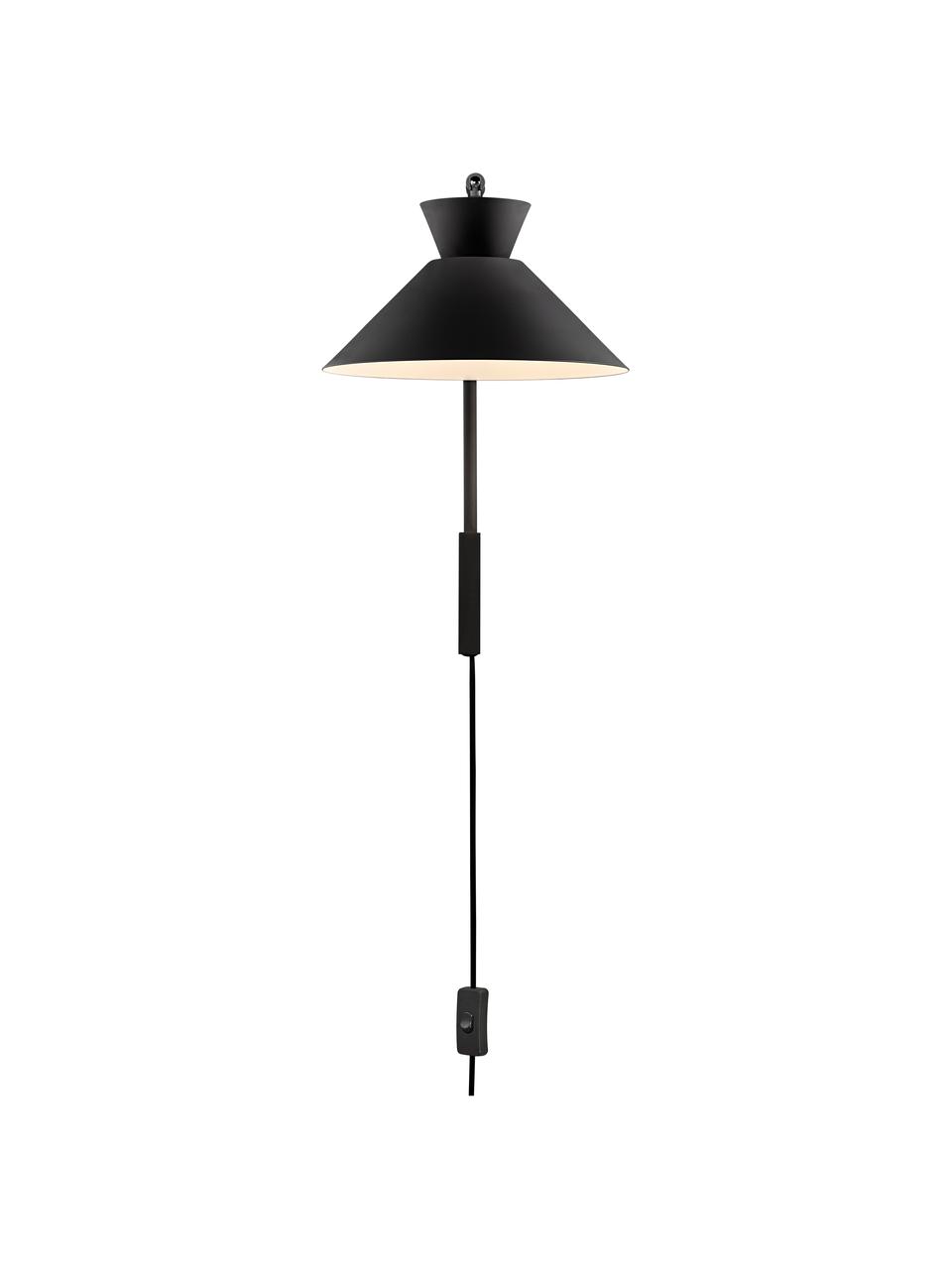 Wandleuchte Dial mit Stecker, Lampenschirm: Metall, beschichtet, Schwarz, Ø 25 x H 40 cm