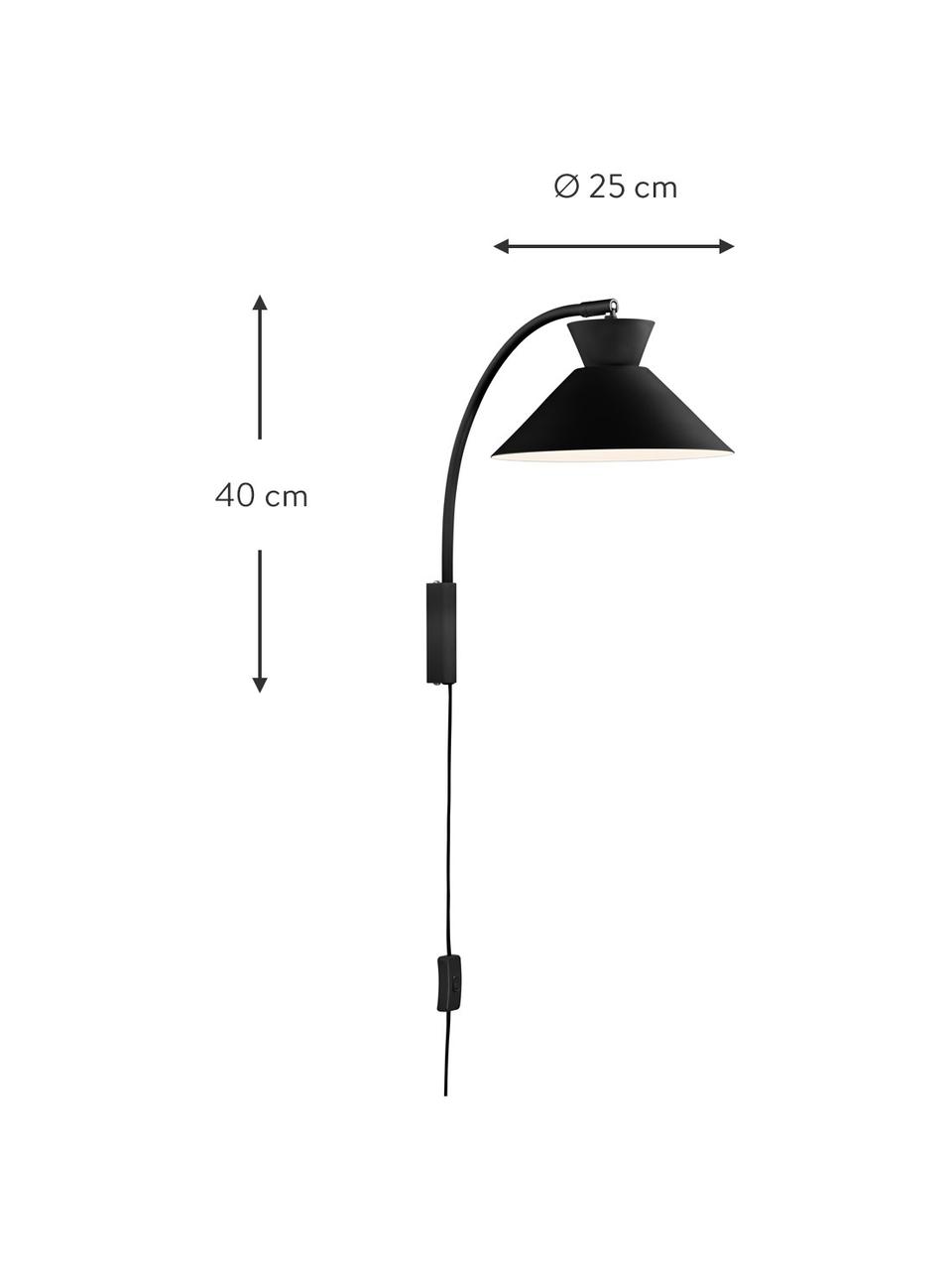 Nástěnné svítidlo se zástrčkou Dial, Černá, Ø 25 cm, V 40 cm