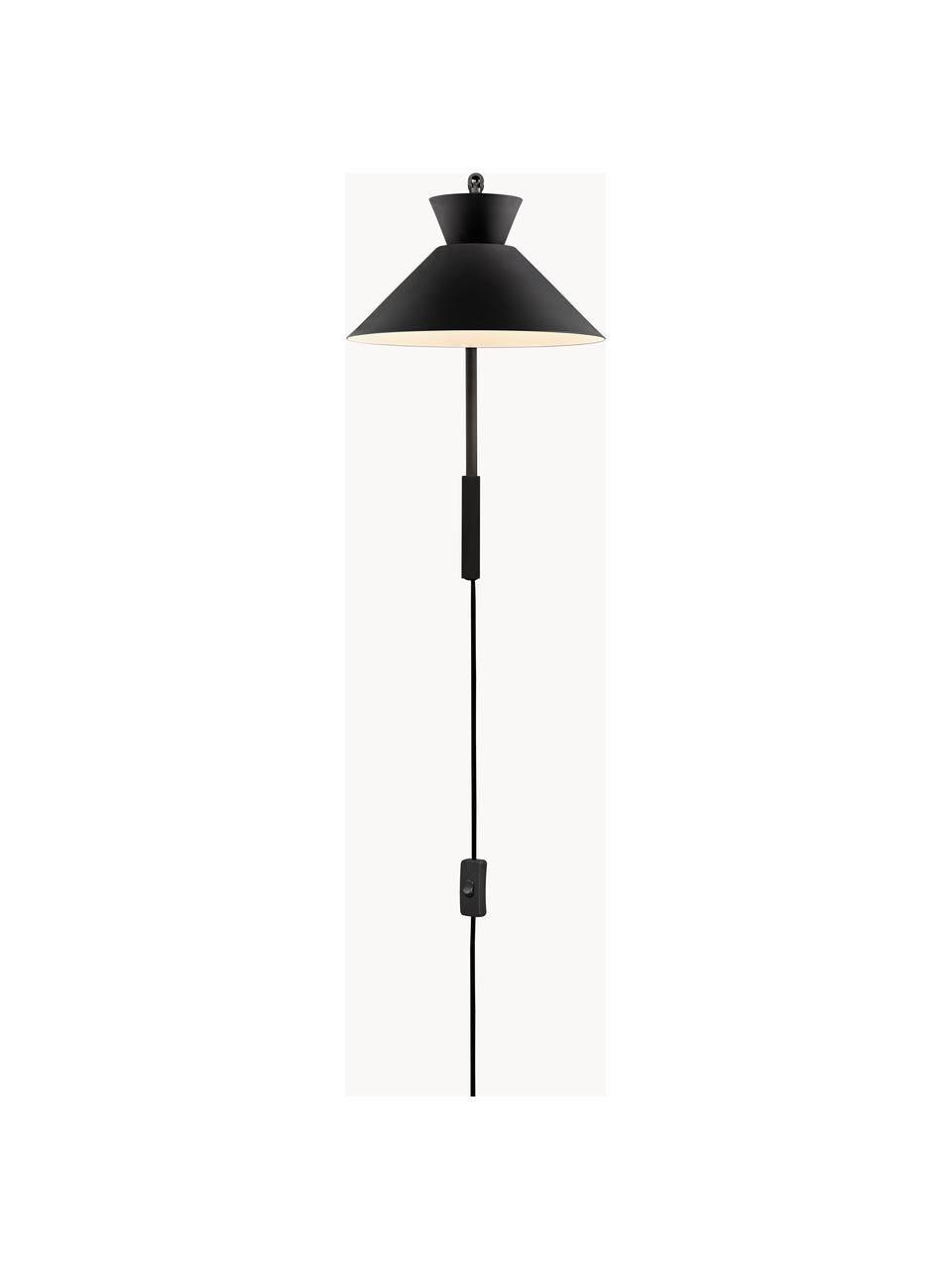 Wandleuchte Dial mit Stecker, Lampenschirm: Metall, beschichtet, Schwarz, Ø 25 x H 40 cm