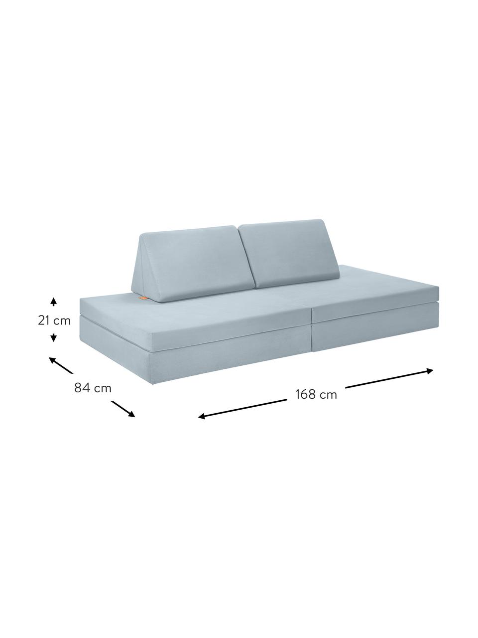 Modulares Kinder-Spielsofa  Mila aus Samt, handgefertigt, Bezug: Samt (100 % Polyester), Samt Hellblau, B 168 x T 84 cm