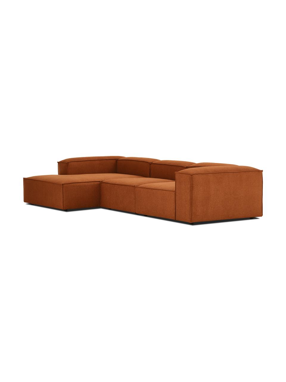 Modulares Ecksofa Lennon, Bezug: 100 % Polyester Der strap, Gestell: Massives Kiefernholz FSC-, Füße: Kunststoff Die Füße befin, Webstoff Terrakotta, B 327 x T 180 cm, Eckteil links