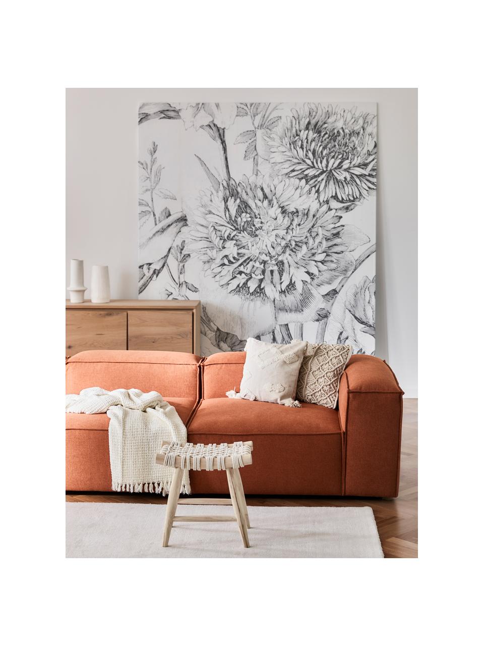 Divano angolare componibile Lennon, Rivestimento: 100% poliestere Con 115.0, Struttura: legno di pino massiccio, , Piedini: plastica I piedini si tro, Tessuto color terracotta, Larg. 327 x Prof. 180 cm, chaise-longue a sinistra