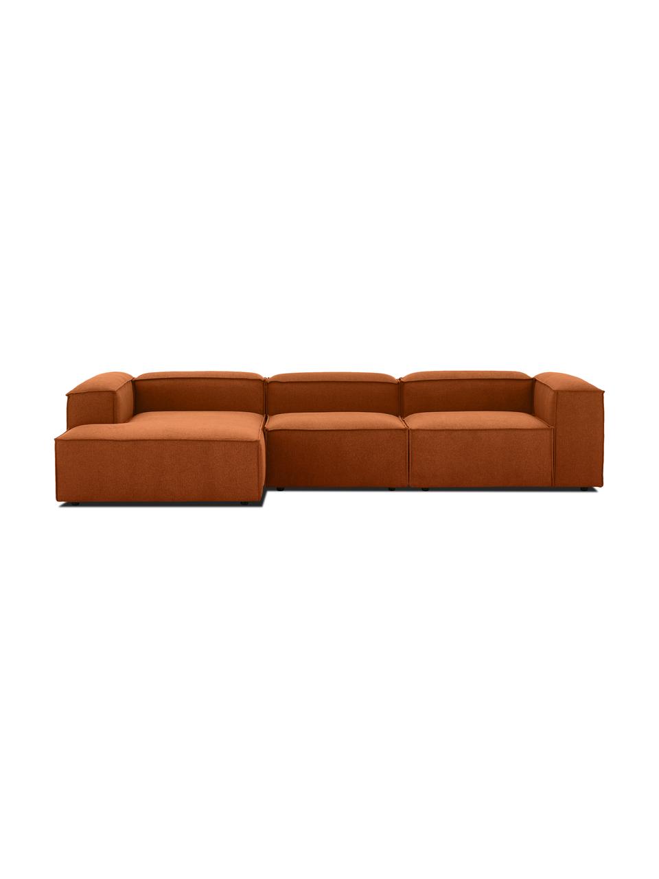 Narożna sofa modułowa Lennon, Tapicerka: 100% poliester Dzięki tka, Stelaż: lite drewno sosnowe, cert, Nogi: tworzywo sztuczne Nogi zn, Terakotowa tkanina, S 327 x G 180 cm, lewostronna