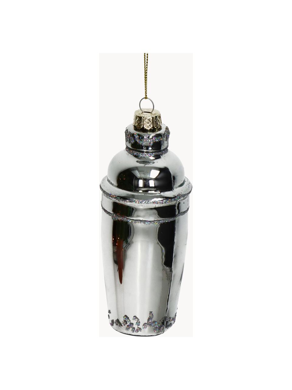 Ciondolo albero di Natale Cocktail Shaker, Vetro, Argentato, Ø 5 x Alt. 13 cm