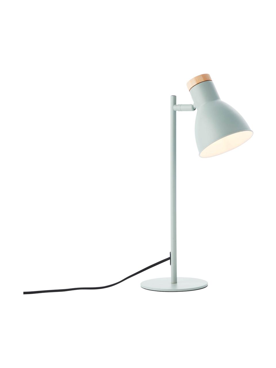 Bureaulamp Venea met houten decoratie, Lampenkap: metaal, Lampvoet: metaal, Decoratie: hout, Mintgroen, houtkleurig, Ø 15 cm, H 47 cm