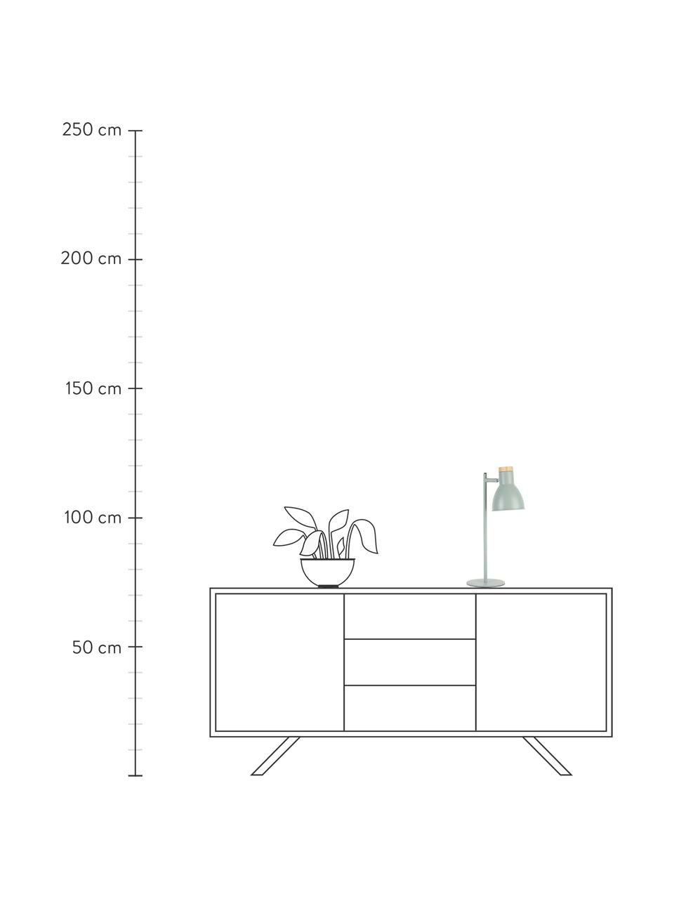 Bureaulamp Venea met houten decoratie, Lampenkap: metaal, Lampvoet: metaal, Decoratie: hout, Mintgroen, houtkleurig, Ø 15 cm, H 47 cm