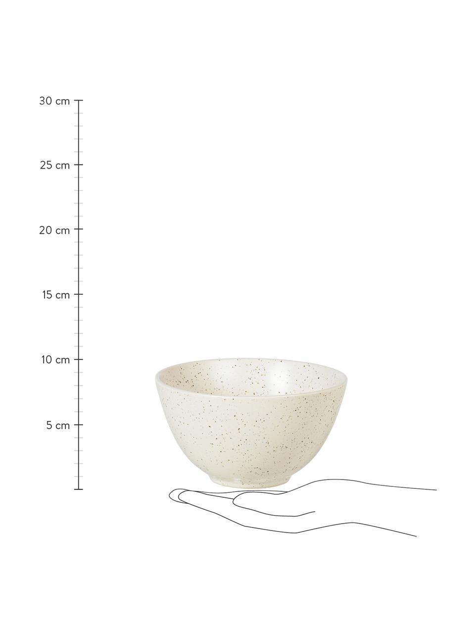 Ručně vyrobené misky Nordic Vanilla, 4 ks, Kamenina, Krémově bílá, tečky, Ø 15 cm, V 8 cm