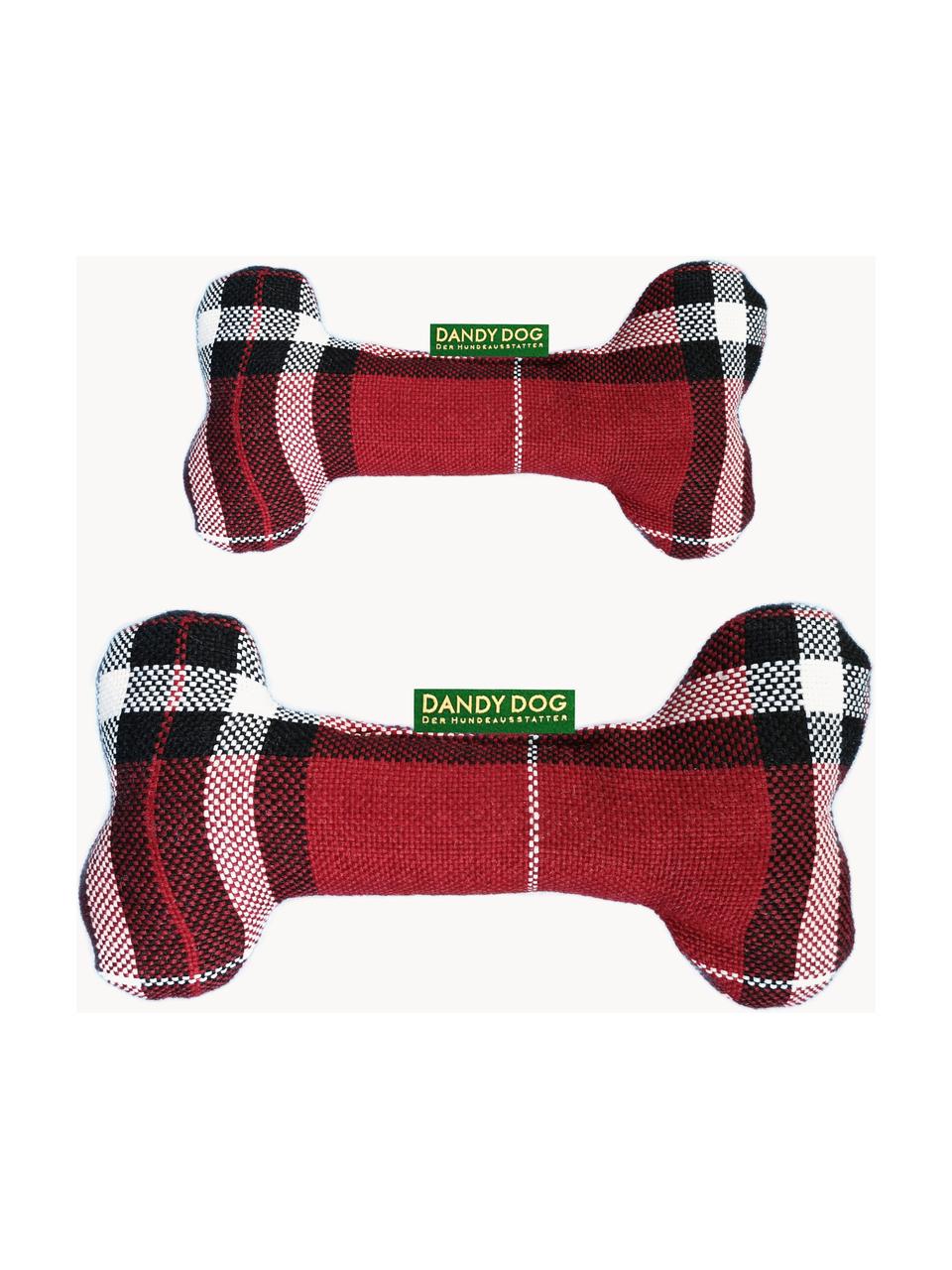 Hundespielzeug Highlands in Knochen-Form, in verschiedenen Grössen, Bezug: 100 % Polyester Der strap, Rot, Schwarz, Weiss, B 25 x H 14 cm