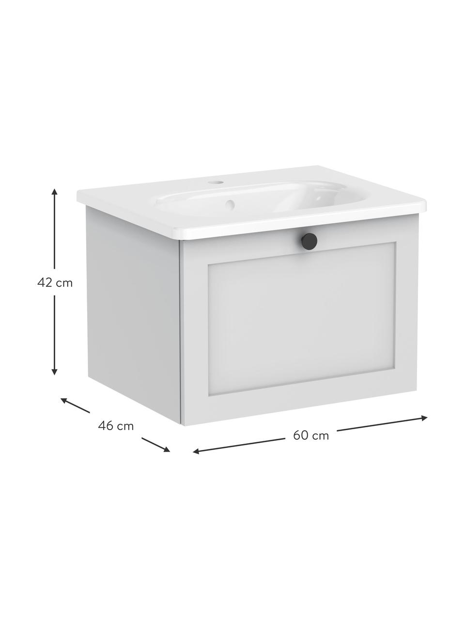 Wastafel met onderkast Rafaella, B 60 cm, Lichtgrijs, B 60 x H 42 cm