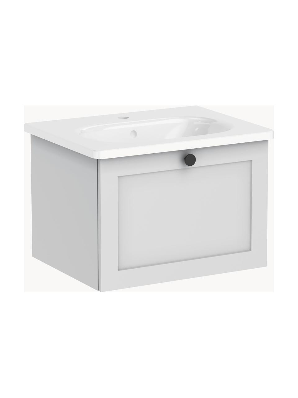 Lavabo con armadietto Rafaella, larg. 60 cm, Maniglie: metallo rivestito, Grigio chiaro, Larg. 60 x Alt. 42 cm