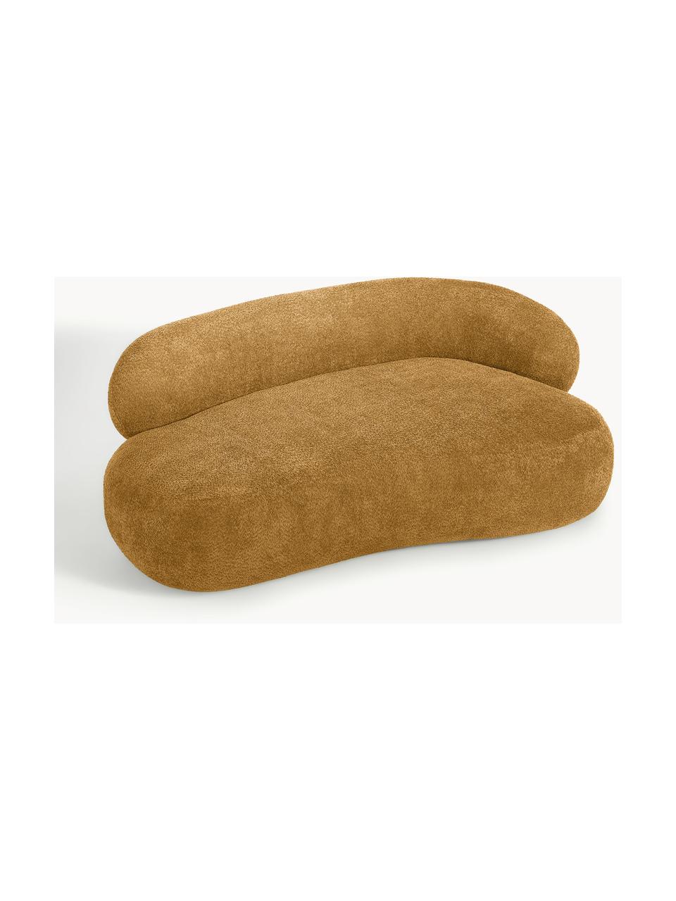 Sofá en tejido bouclé Alba (2 plazas), Tapizado: 100% poliéster Alta resis, Estructura: madera de abeto maciza, m, Patas: plástico Este producto es, Borreguillo bouclé ocre, An 185 x F 114 cm, respaldo izquierdo