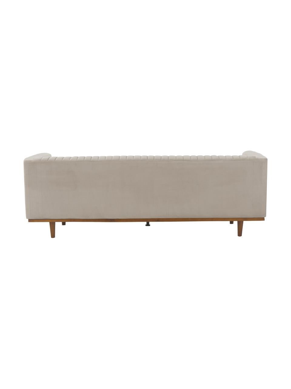 Fluwelen bank Dante (2-zits) met houten poten, Bekleding: polyesterfluweel, Frame: gelakt rubberhout, Fluweel beige, B 174 x D 87 cm