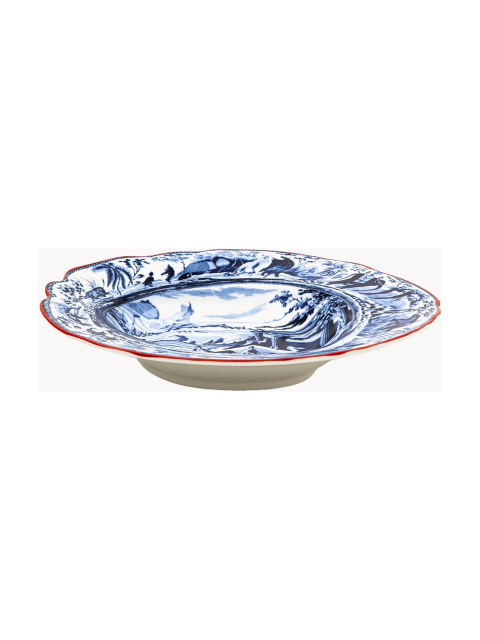 Assiette creuse en porcelaine Classic On Acid, Porcelaine, Blanc, tons bleus, Ø 25 cm