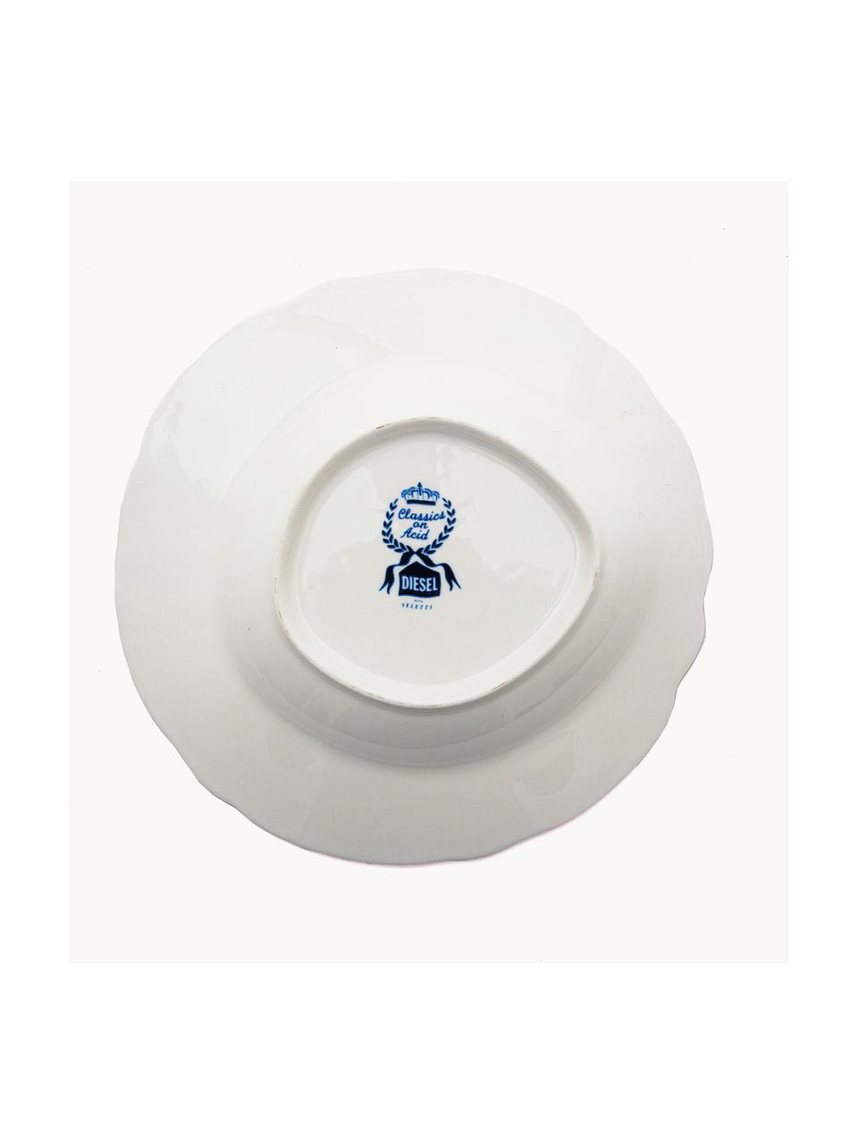 Assiette creuse en porcelaine Classic On Acid, Porcelaine, Blanc, tons bleus, Ø 25 cm