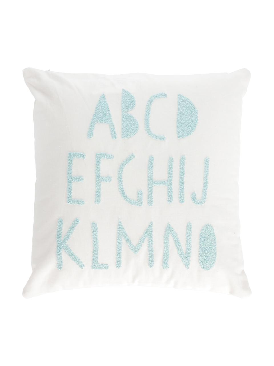 Poszewka na poduszkę z bawełny organicznej Keila, Bawełna, Biały, niebieski, S 45 x D 45 cm