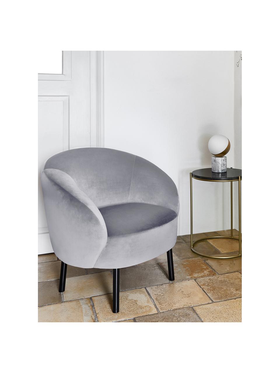 Fauteuil cocktail en velours Freja, Revêtement : gris Pieds : noir, mat