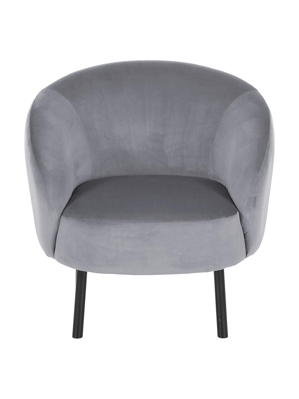 Fauteuil cocktail en velours Freja, Revêtement : gris Pieds : noir, mat