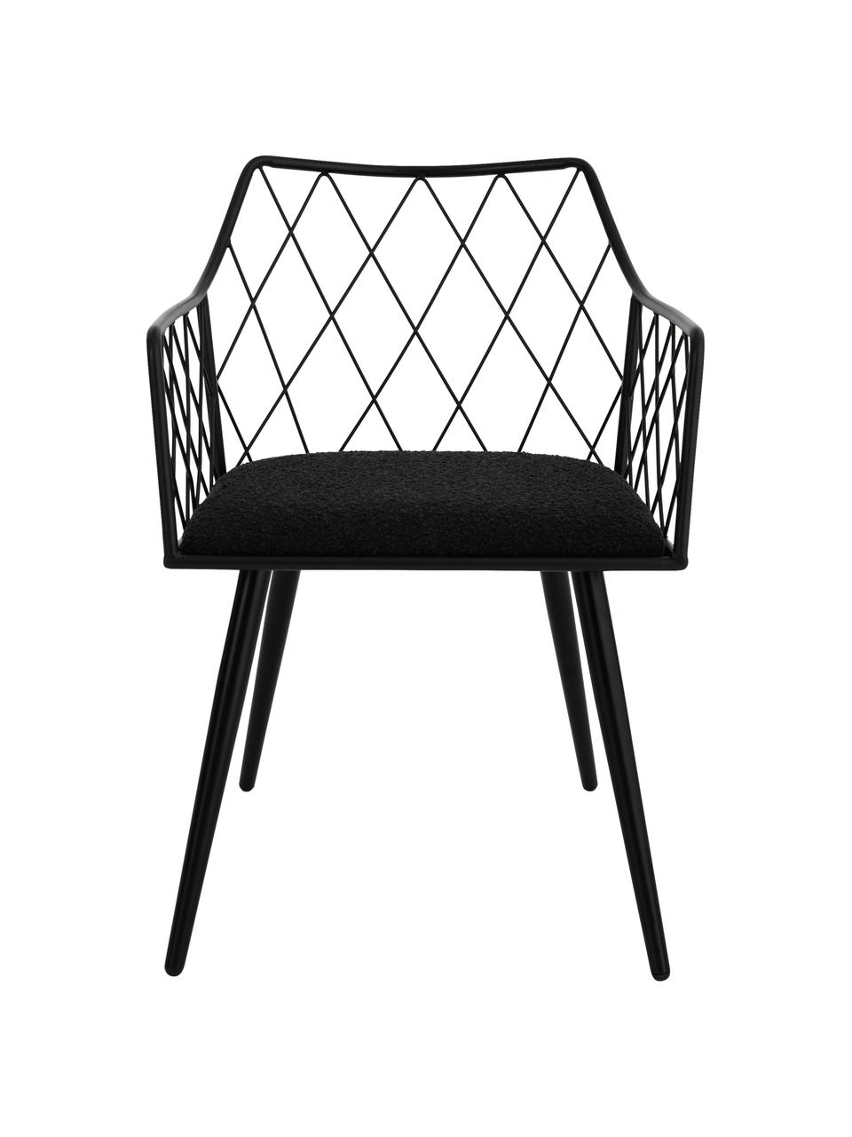Kovové stoličky s opierkami Heidie, 2 ks, Čierna, Š 53 x H 56 cm