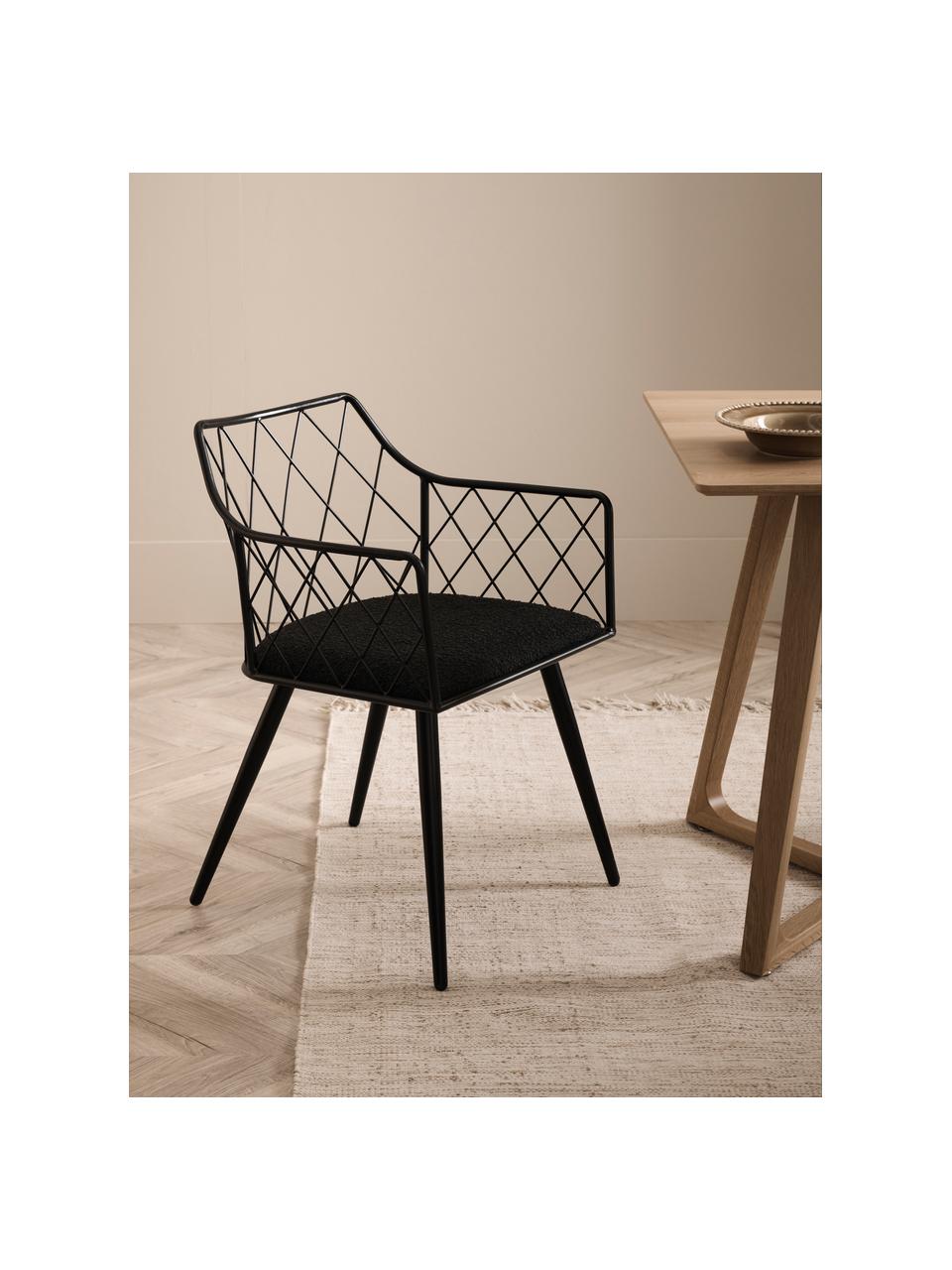 Kovové stoličky s opierkami Heidie, 2 ks, Čierna, Š 53 x H 56 cm