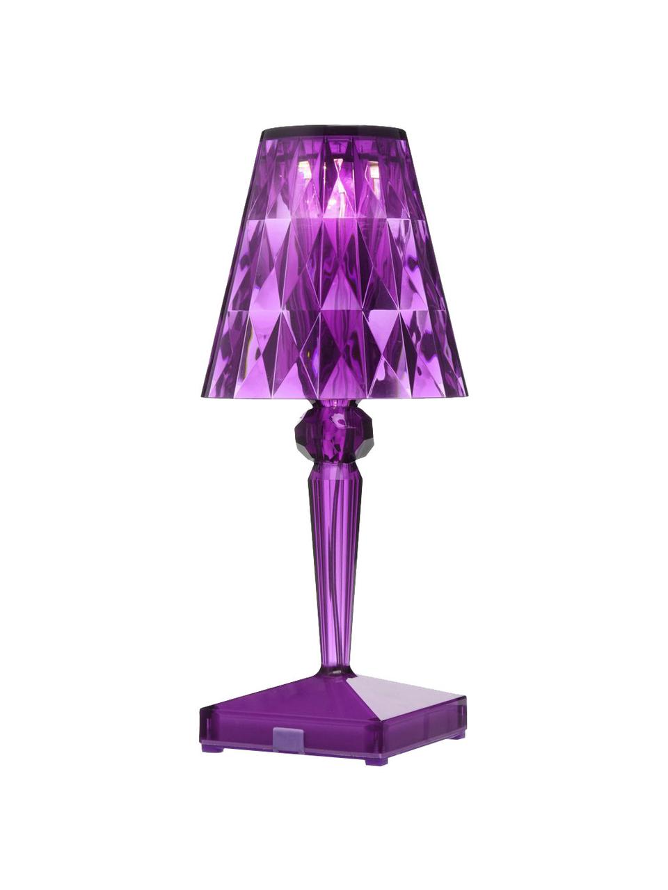 Petite lampe à poser LED mobile Battery, à variateur d'intensité, Plastique, Lilas, imprimé, Ø 12 x haut. 26 cm