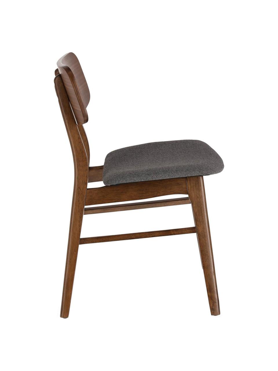 Krzesło z drewna Selia, 2 szt., Stelaż: lite drewno kauczukowe, f, Tapicerka: poliester, Ciemny szary, ciemny brązowy, S 48 x G 53 cm