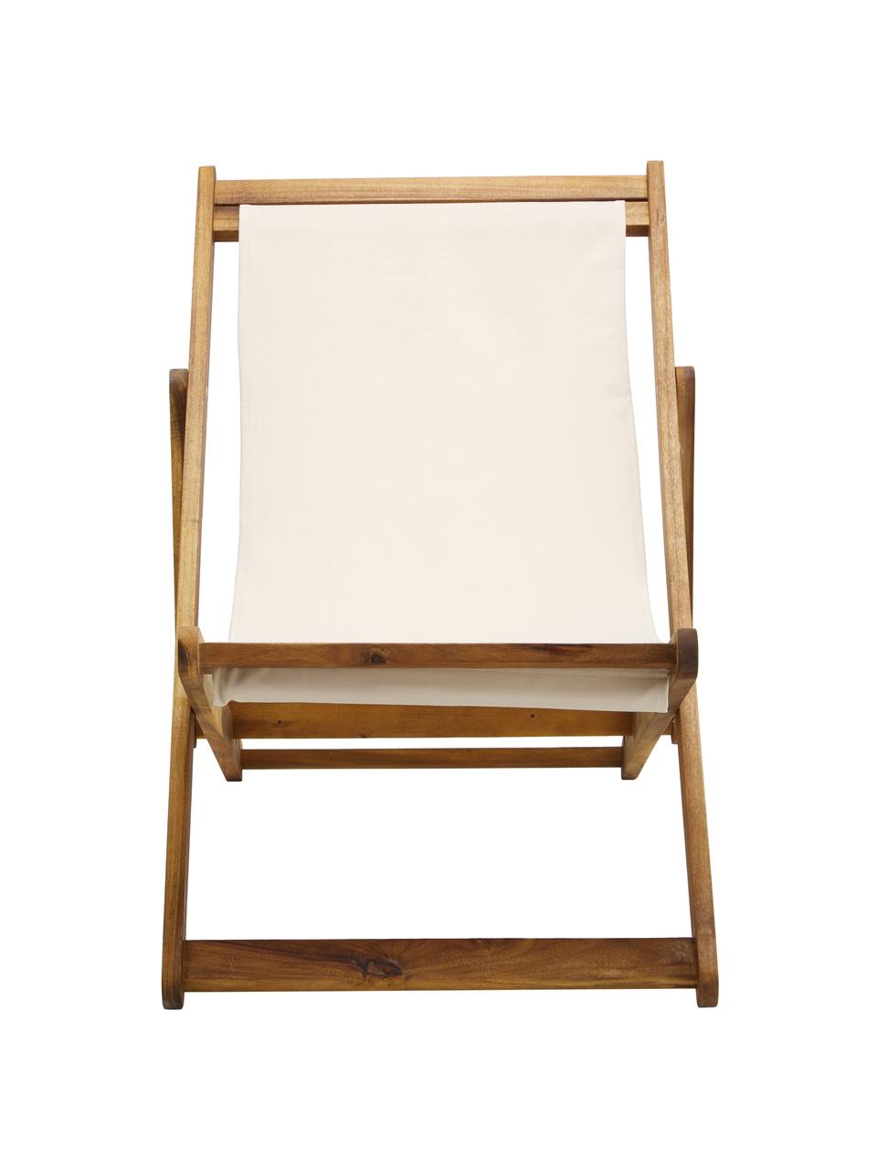 Sedia a sdraio pieghevole Zoe, Struttura: legno di acacia massiccio, Bianco, Larg. 59 x Prof. 84 cm
