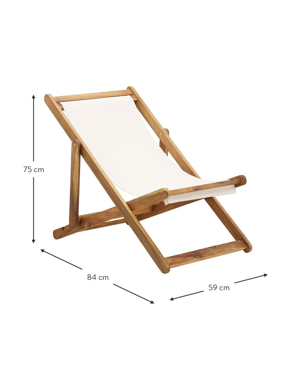 Transat pliable en bois Zoe, Blanc, larg. 59 x prof. 91 cm