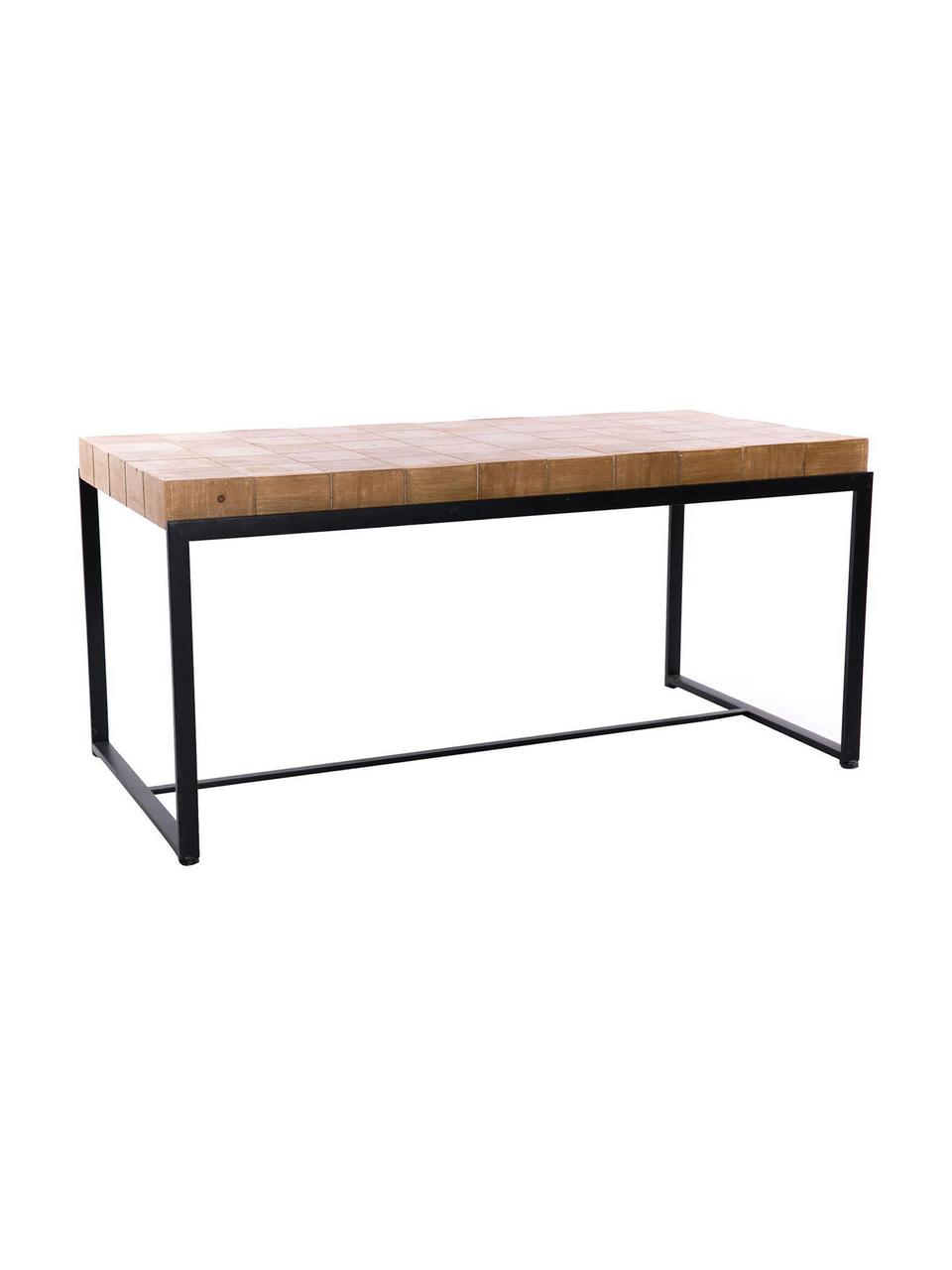 Mesa de centro Olivia, Tablero: tablero de fibras de dens, Patas: metal, Natural, negro, An 120 x Al 57 cm