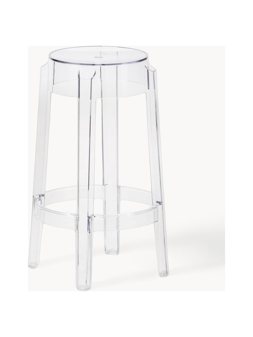 Design Thekenhocker Charles Ghost, Polykarbonat, Greenguard-zertifiziert, Transparent, Ø 46 x H 65 cm