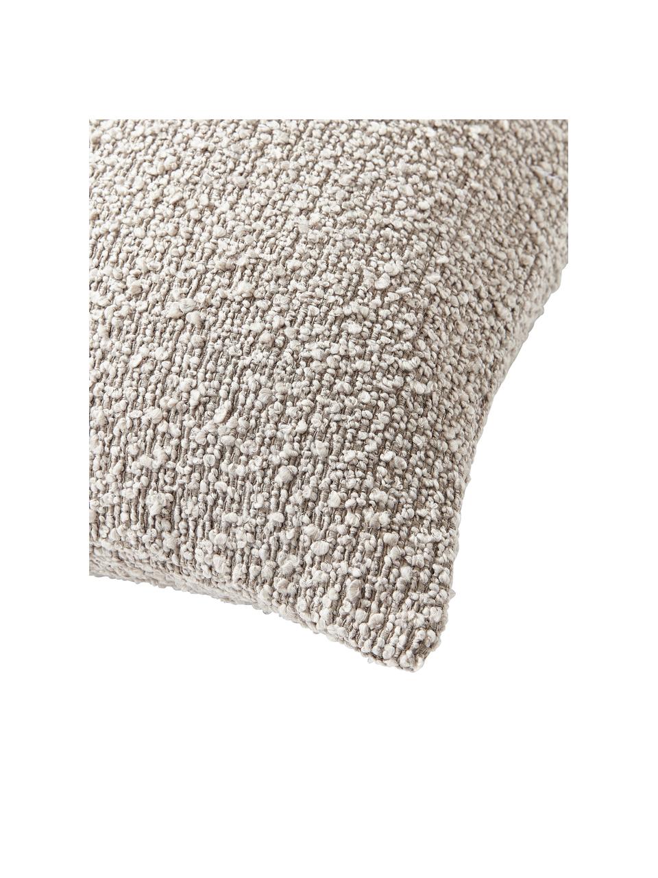 Housse de coussin en tissu bouclé Bellamie, Tissu bouclé (95 % polyester, 5 % acrylique), Grège, larg. 60 x long. 60 cm