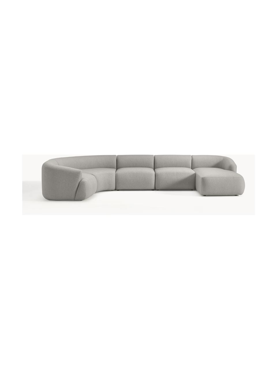 Sofa modułowa Sofia, Tapicerka: 100% polipropylen Dzięki , Stelaż: drewno świerkowe, płyta w, Nogi: tworzywo sztuczne Ten pro, Szara tkanina, S 404 x G 231 cm, prawostronna