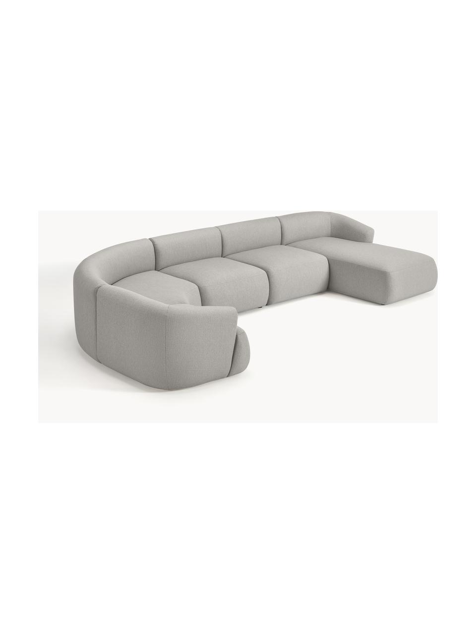 Sofa modułowa Sofia, Tapicerka: 100% polipropylen Dzięki , Stelaż: drewno świerkowe, płyta w, Nogi: tworzywo sztuczne Ten pro, Szara tkanina, S 404 x G 231 cm, prawostronna