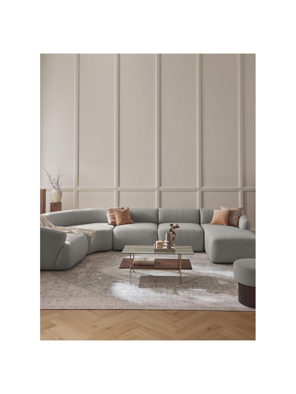 Divano ampio componibile Sofia, Rivestimento: 100% poliestere Il rivest, Struttura: legno di abete rosso, tru, Piedini: plastica Il materiale uti, Tessuto grigio, Larg. 404 x Prof. 231 cm, chaise longue a destra