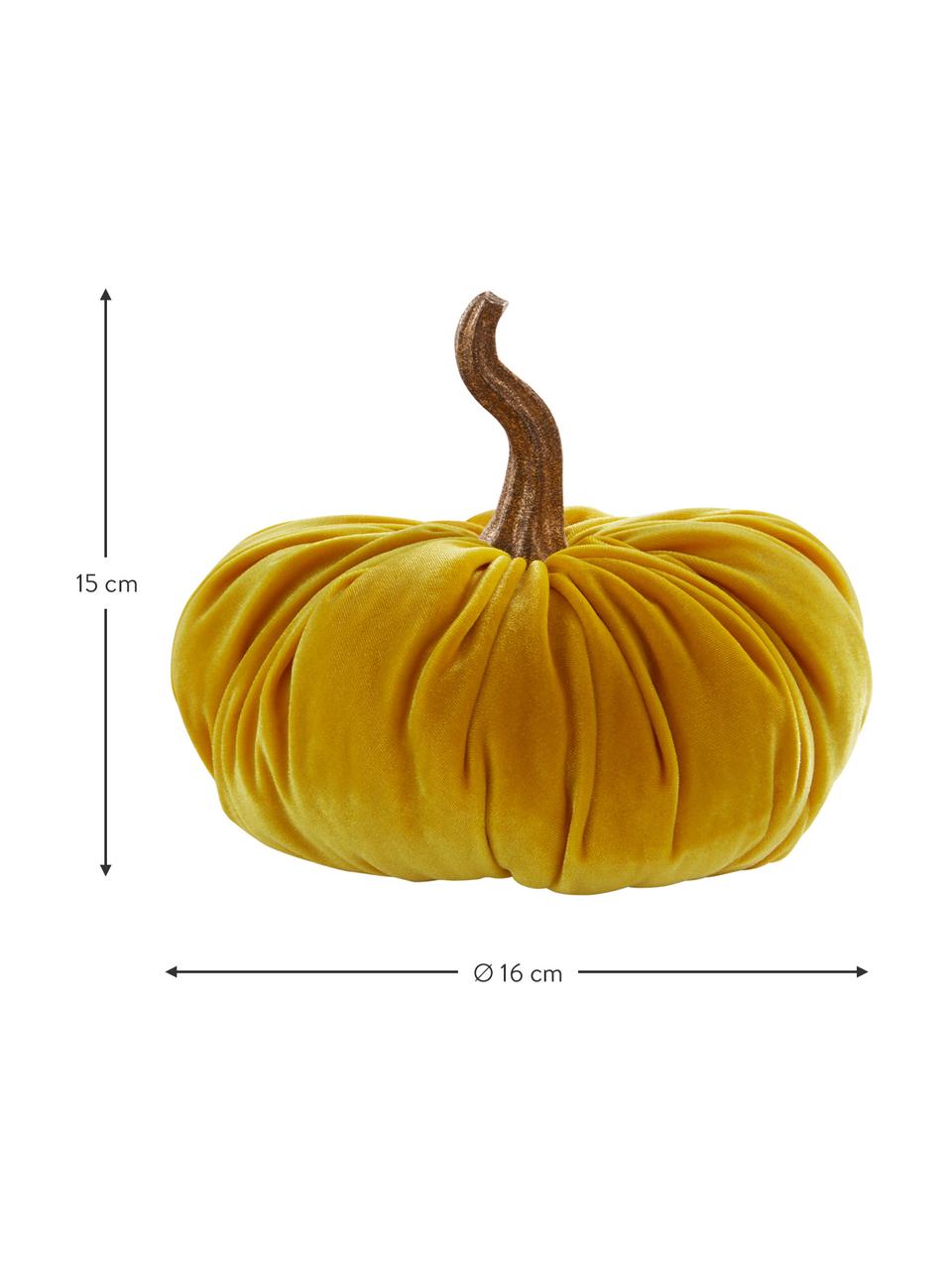 Petite citrouille décorative au toucher velouté Pumpis, 15 % polyrésine, 35 % acrylique, 25 % polyester, 25 % sable de quartz, Jaune, Ø 16 x haut. 15 cm