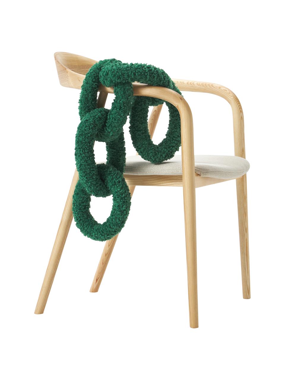 Coussin en tissu peluche Chain, 100 % polyester (tissu peluche), Vert forêt, larg. 60 x prof. 20 cm