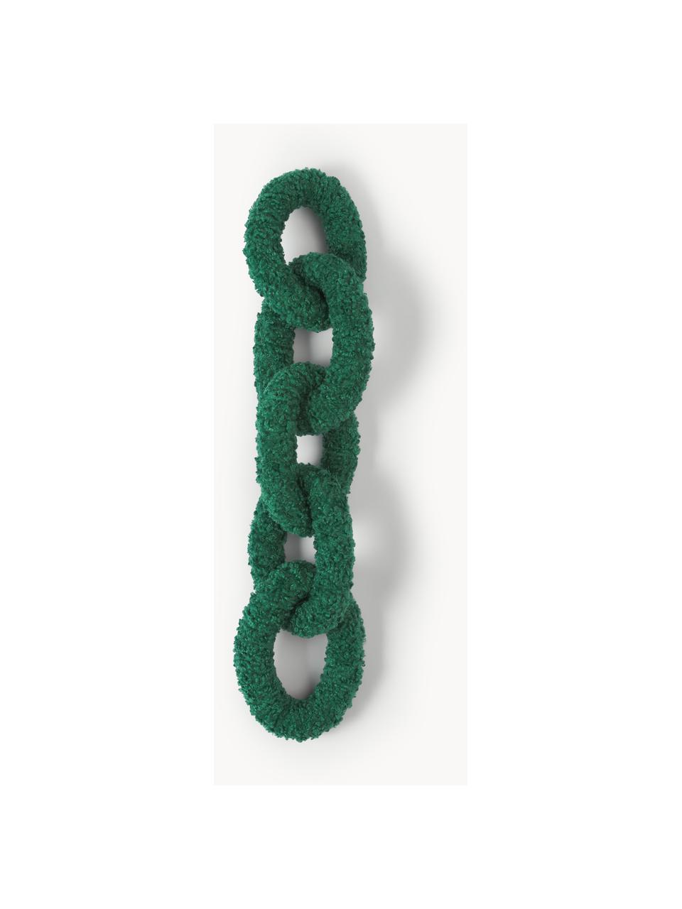 Coussin en tissu peluche Chain, 100 % polyester (tissu peluche), Vert forêt, larg. 60 x prof. 20 cm