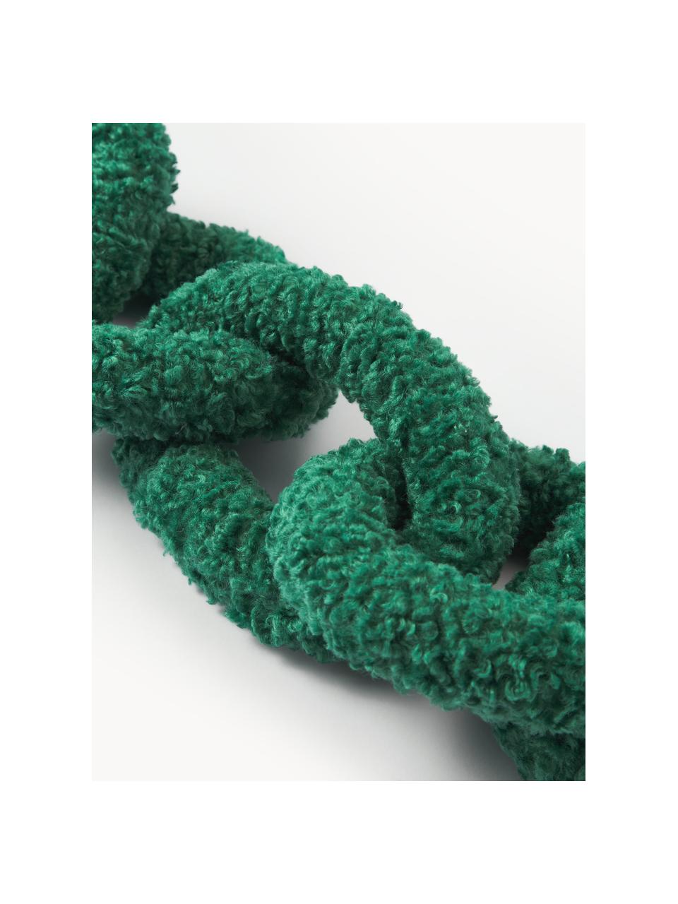 Coussin en tissu peluche Chain, 100 % polyester (tissu peluche), Vert forêt, larg. 60 x prof. 20 cm