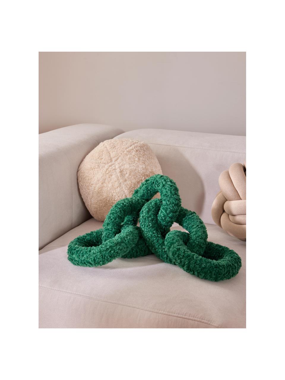 Coussin en tissu peluche Chain, 100 % polyester (tissu peluche), Vert forêt, larg. 60 x prof. 20 cm