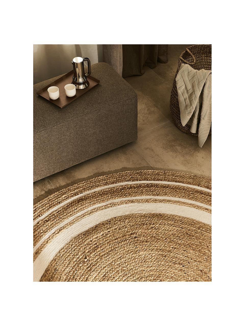 Tapis rond en jute Clover, 75 % jute, 25 % coton

Le matériau est certifié STANDARD 100 OEKO-TEX®, 16.HIN.79297, HOHENSTEIN HTTI, Brun, blanc, Ø 120 cm (taille S)